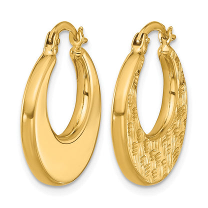 10K Yellow Gold Polished And Diamond Cut Fancy Hoop Earrings