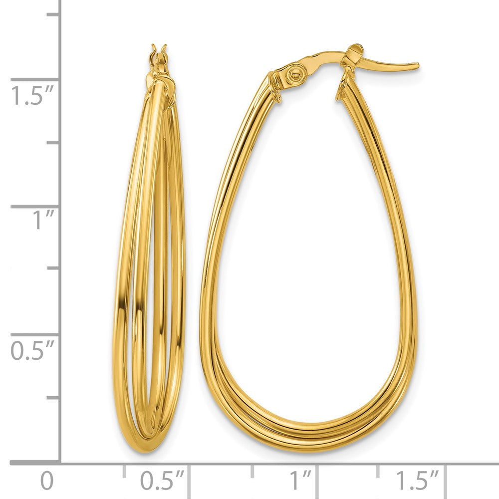 10K Yellow Gold Polished Twist Teardrop Hoop Earrings