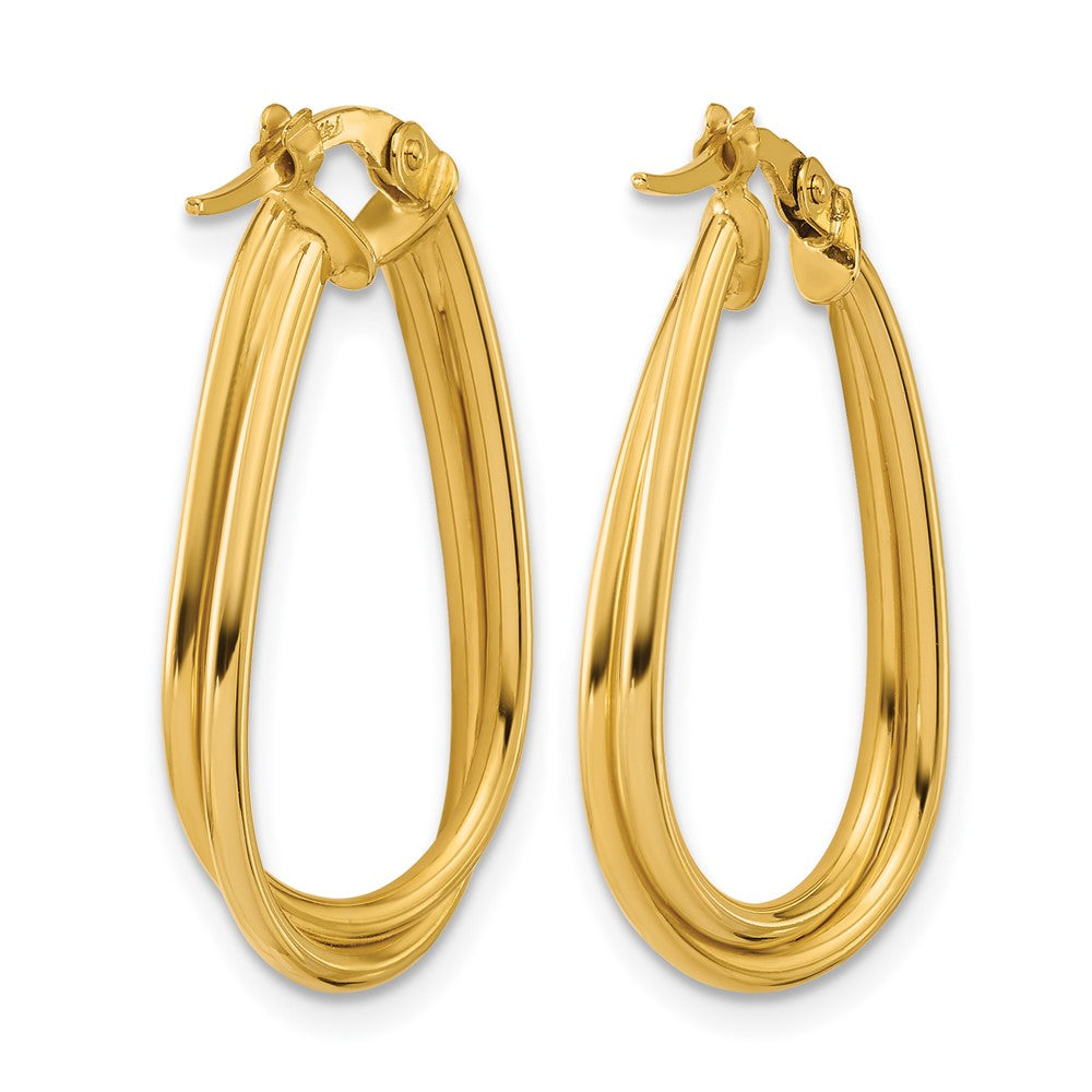 10K Yellow Gold Polished Twist Teardrop Hoop Earrings
