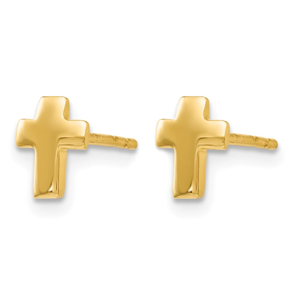 10K Yellow Gold Polished Cross Post Earrings