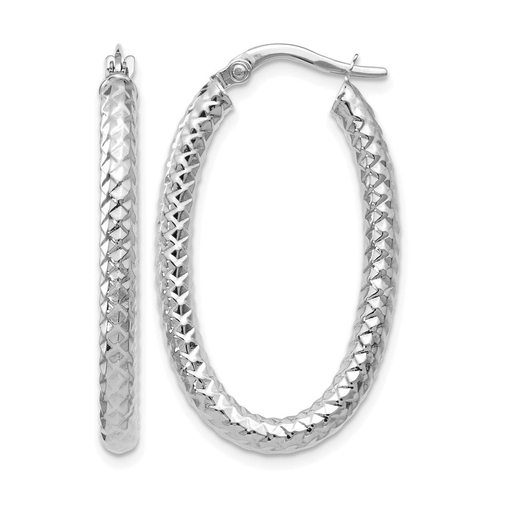 10K White Gold Foreverlite Polished And Textured Earrings