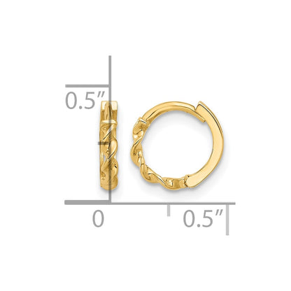 10K Yellow Gold Polished Twisted Huggie Hoop Earrings