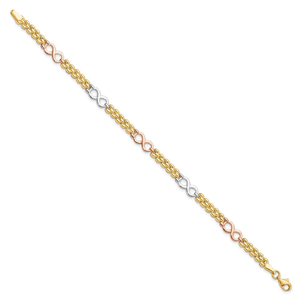 10K Tri Color Reversible Infinity Bracelet