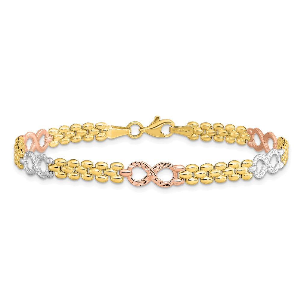 10K Tri Color Reversible Infinity Bracelet