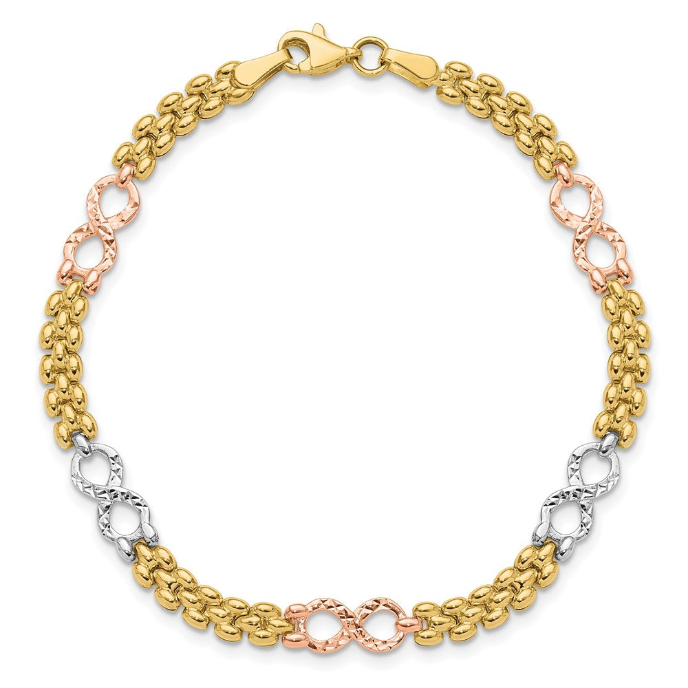 10K Tri Color Reversible Infinity Bracelet