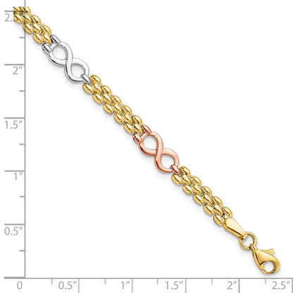10K Tri Color Reversible Infinity Bracelet