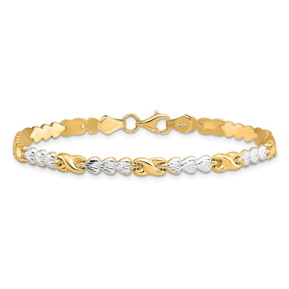 10K Yellow Rhodium D/C Infinity And Heart Bracelet