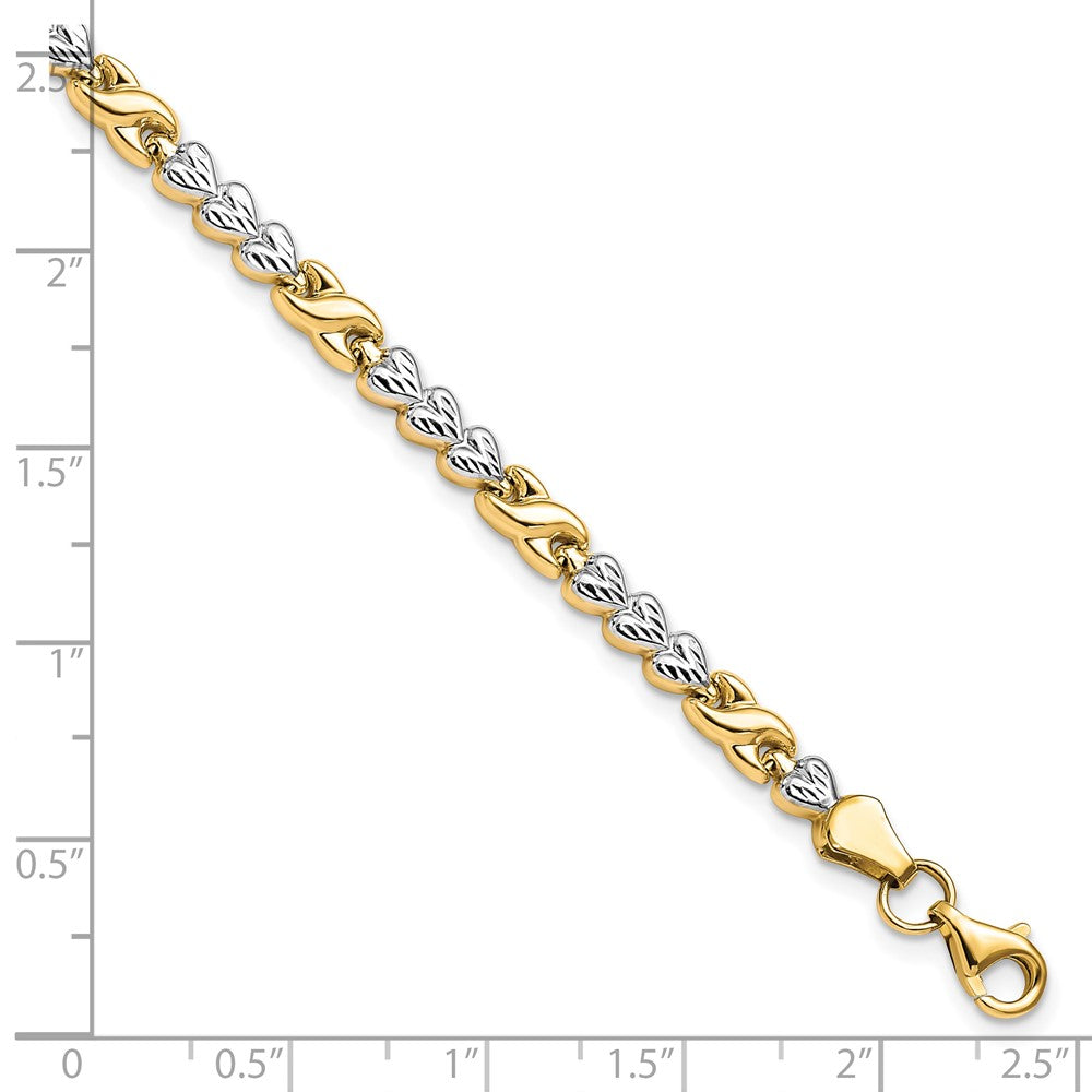 10K Yellow Rhodium D/C Infinity And Heart Bracelet