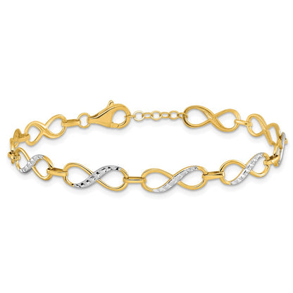 10K Yellow Rhodium D/C Infinity Fancy Bracelet