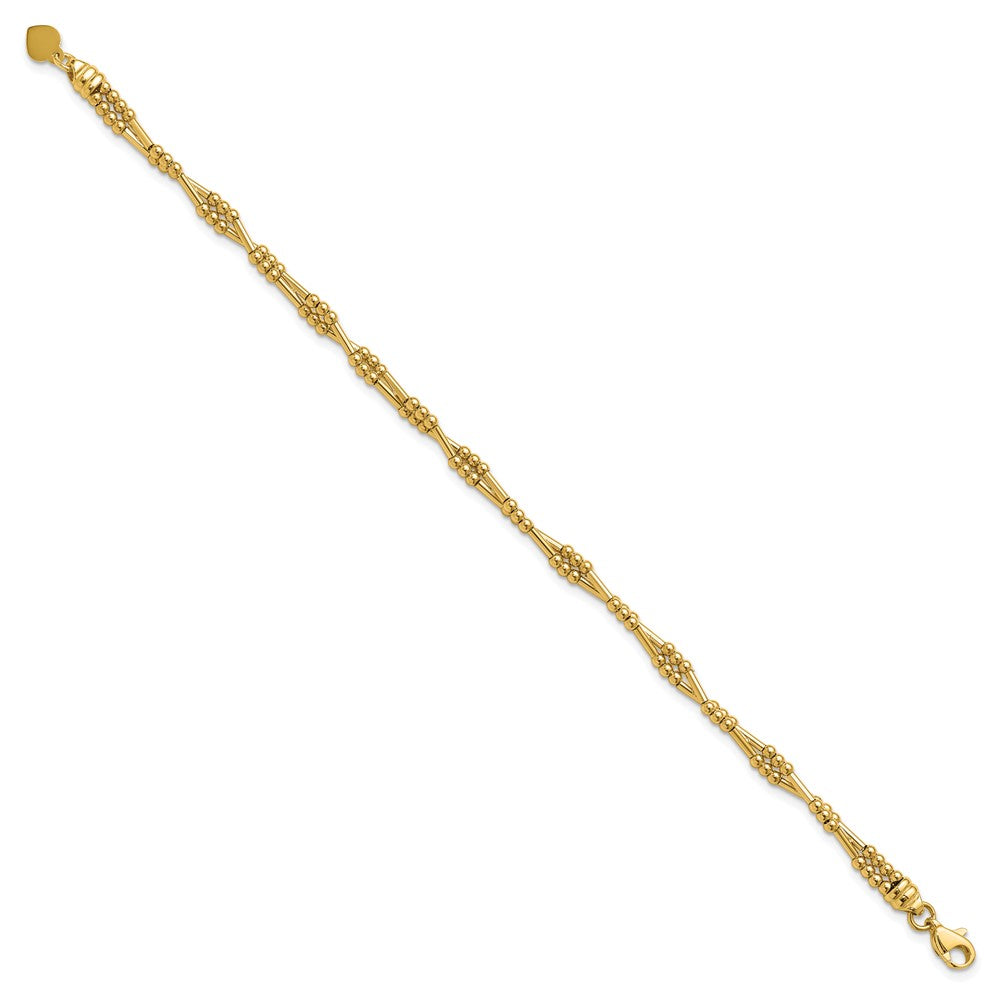10K Yellow Gold Polished Fancy Beaded Bracelet