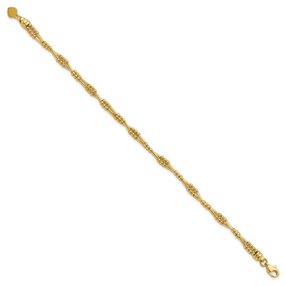 10K Yellow Gold Polished Fancy Beaded Bracelet