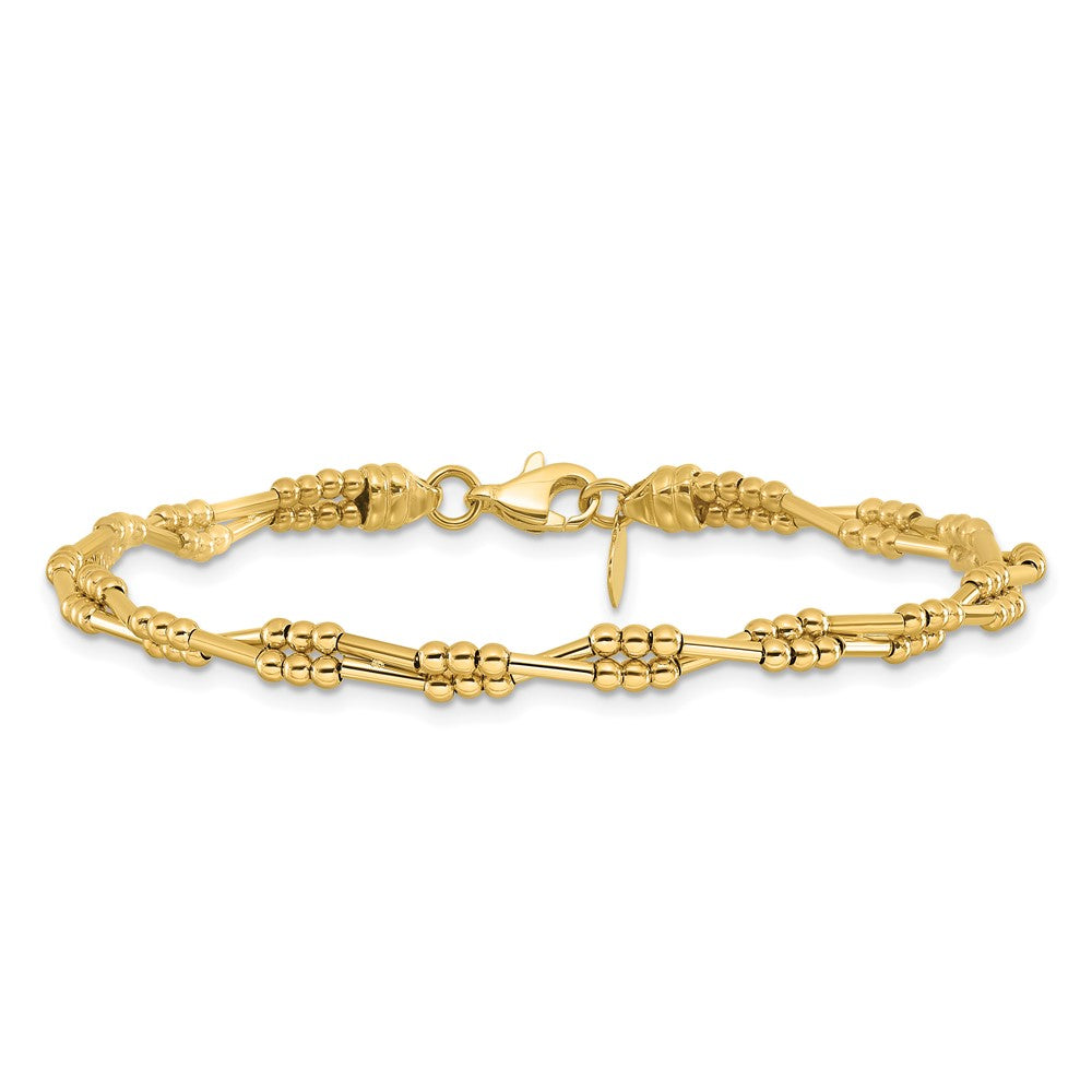 10K Yellow Gold Polished Fancy Beaded Bracelet