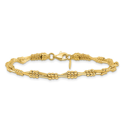 10K Yellow Gold Polished Fancy Beaded Bracelet