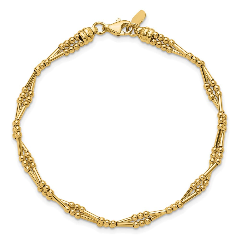 10K Yellow Gold Polished Fancy Beaded Bracelet