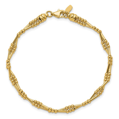 10K Yellow Gold Polished Fancy Beaded Bracelet