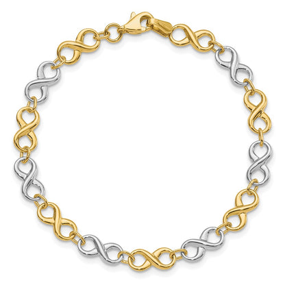 10K Two Tone Polished Infinity Bracelet
