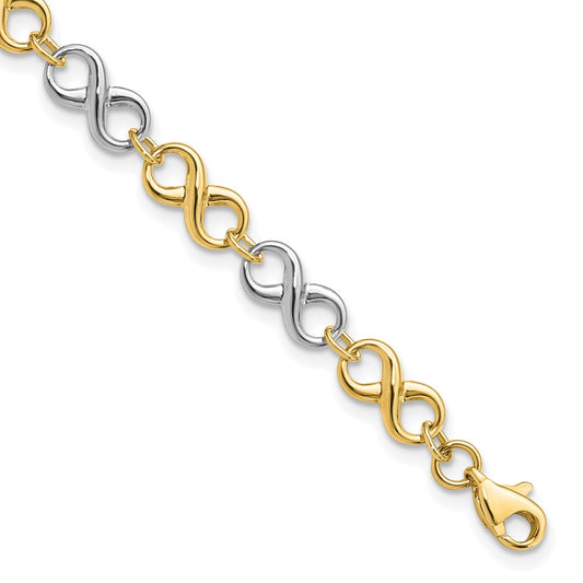 10K Two Tone Polished Infinity Bracelet