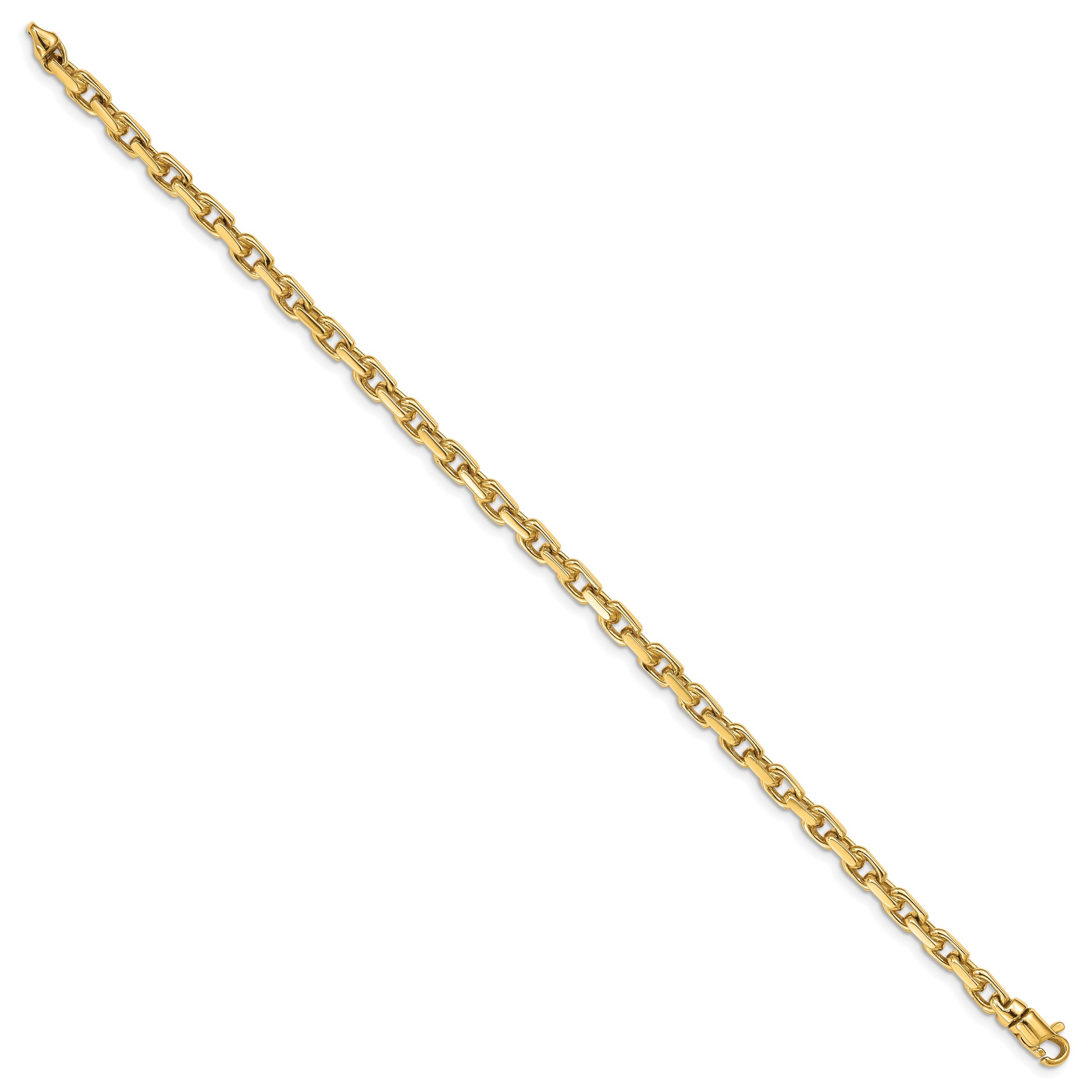 7 Inch 10K Yellow Gold 4.2mm Hand-Polished Fancy Link Chain Bracelet