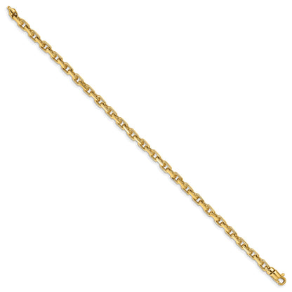 7 Inch 10K Yellow Gold 4.2mm Hand-Polished Fancy Link Chain Bracelet