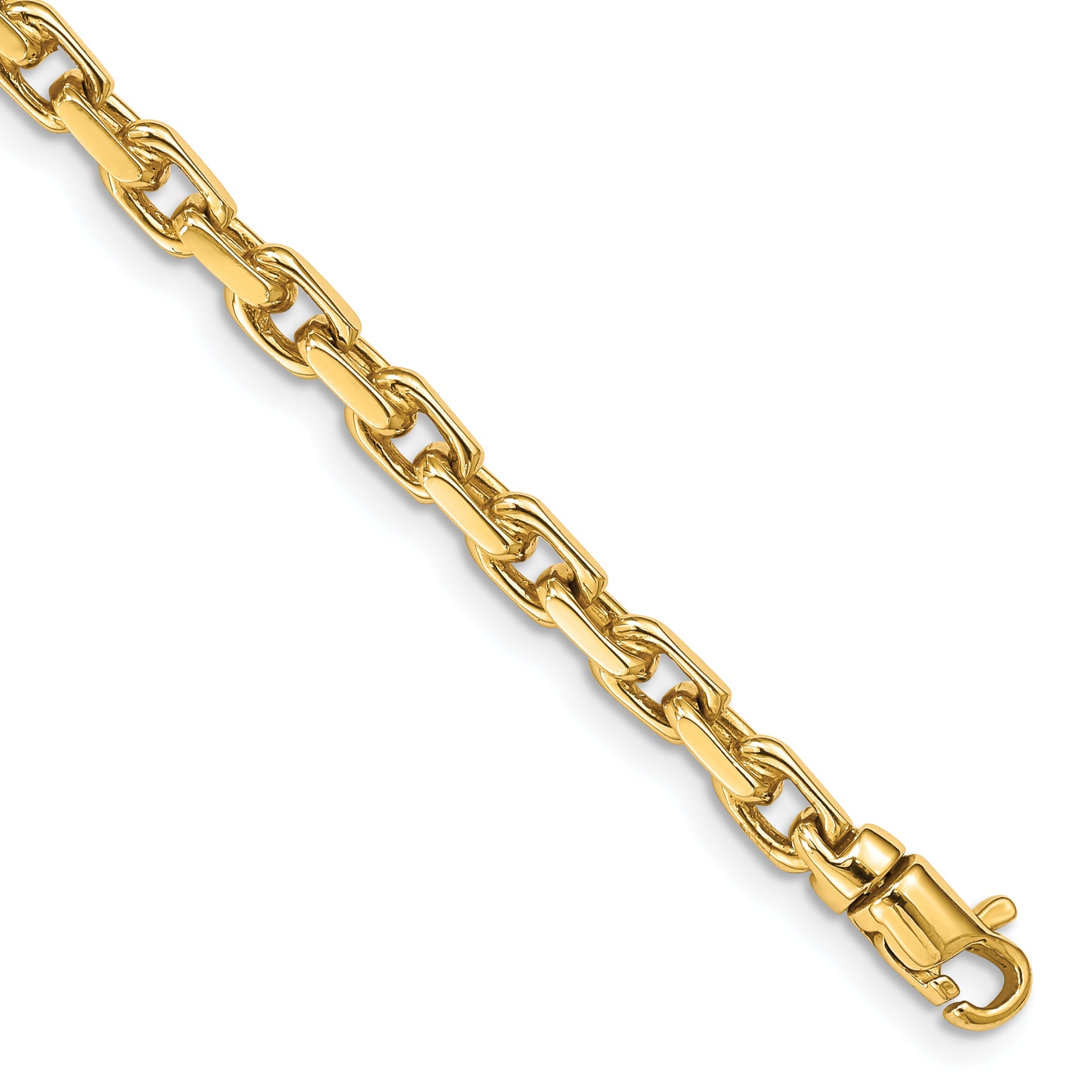 7 Inch 10K Yellow Gold 4.2mm Hand-Polished Fancy Link Chain Bracelet