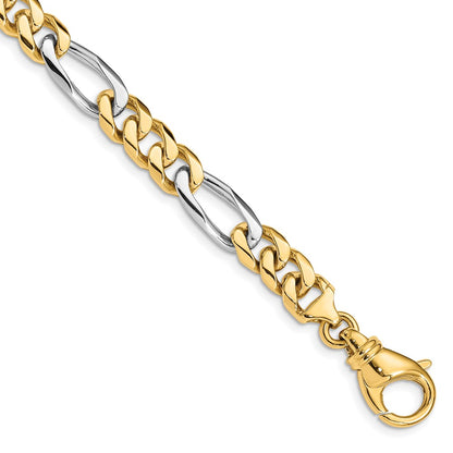 9 Inch 10K Two-Tone 7.85mm Hand Polished Fancy Link Chain Bracelet