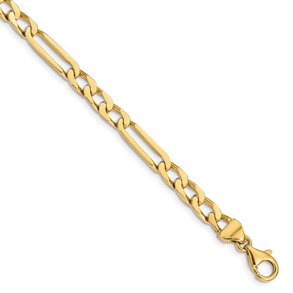 10K Yellow Gold 5mm Hand-Polished Figaro Link Chain Bracelet