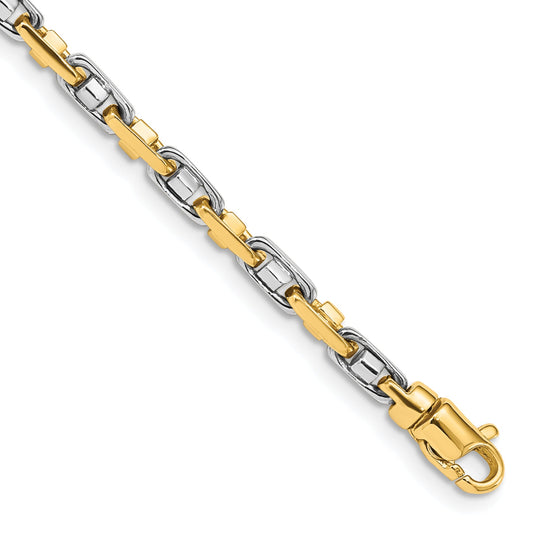 10K Two-Tone 3.5mm Fancy Link Chain Bracelet