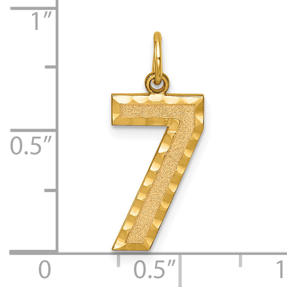 10K Yellow Gold 10Ky Casted Large Diamond Cut Number 7 Charm