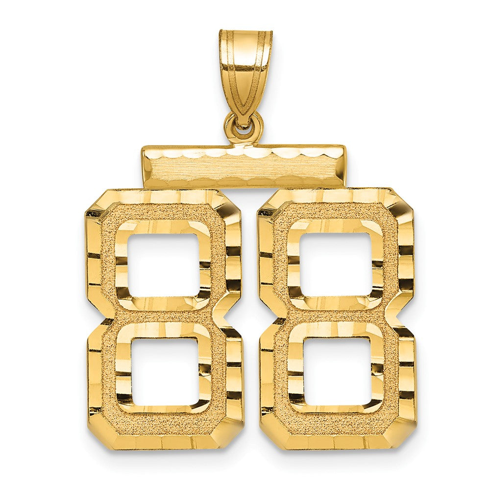 10K Yellow Gold Large Brushed Diamond-Cut Number 88 Charm
