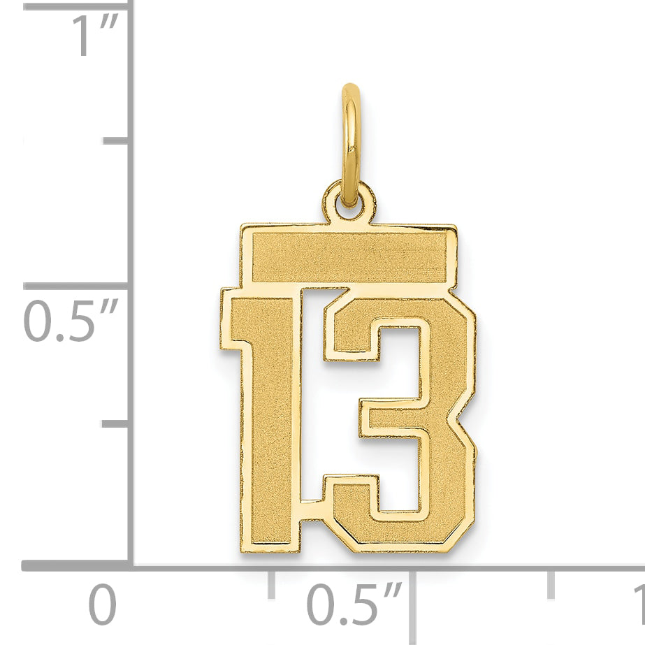 10K Yellow Gold 10Ky Small Satin Number 13 Charm