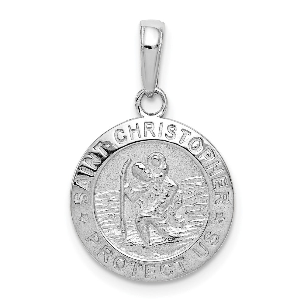 10K White Gold Saint Christopher Medal Charm