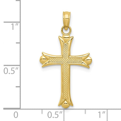 10K Yellow Gold 10K Fleur De Lis Cross Pendant