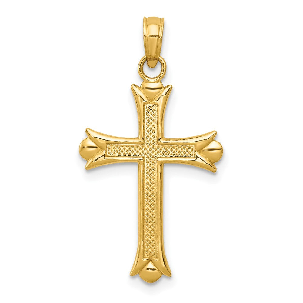 10K Yellow Gold 10K Fleur De Lis Cross Pendant