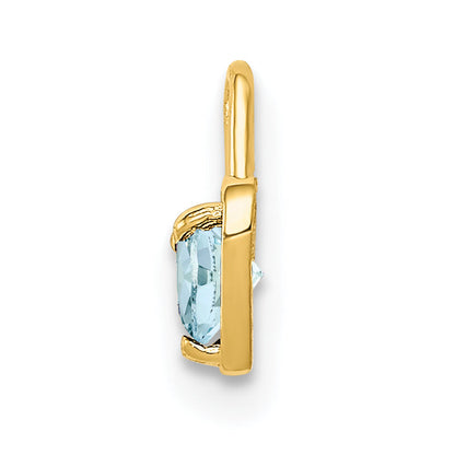 10K Yellow Gold 10Ky March Synthetic Birthstone Heart Charm
