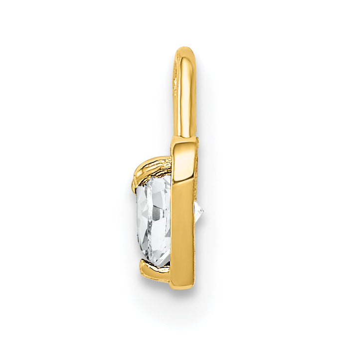 10K Yellow Gold 10Ky April Synthetic Birthstone Heart Charm
