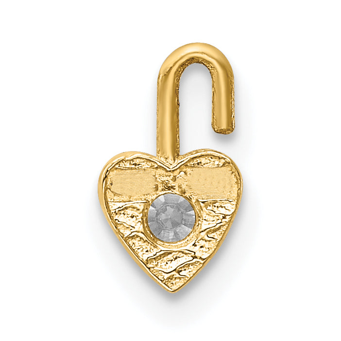 10K Yellow Gold 10Ky April Synthetic Birthstone Heart Charm