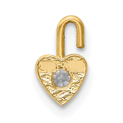 10K Yellow Gold 10Ky April Synthetic Birthstone Heart Charm