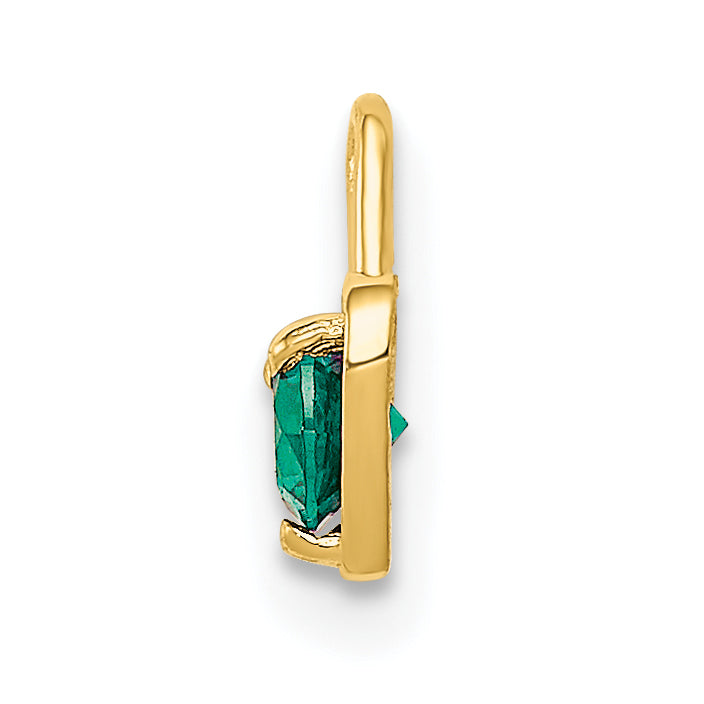 10K Yellow Gold 10Ky May Green Crystal Birthstone Heart Charm