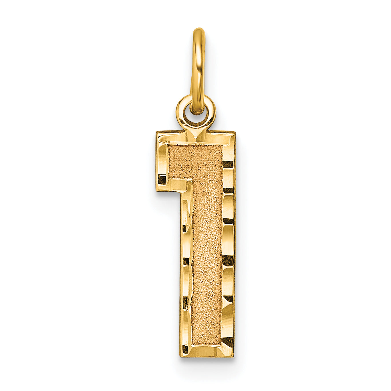10K Yellow Gold 10Ky Casted Medium Diamond-Cut Number 1 Charm