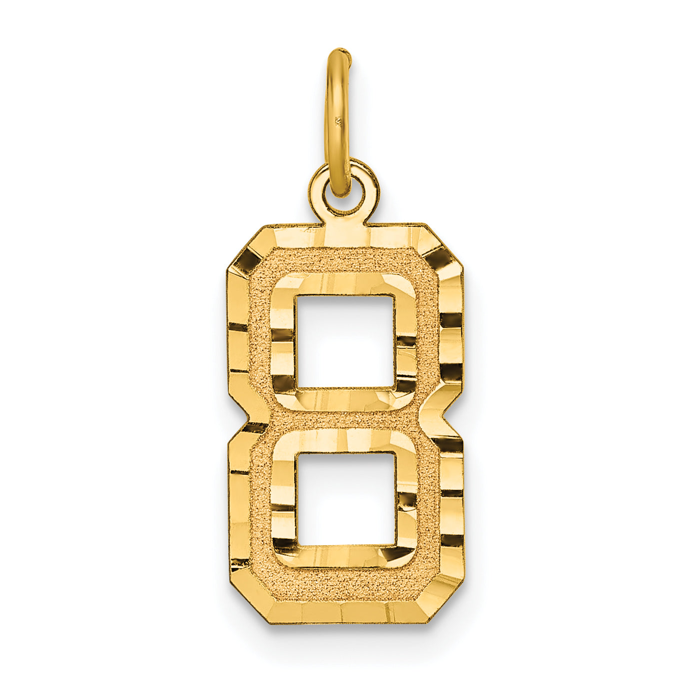10K Yellow Gold 10Ky Casted Medium Diamond-Cut Number 8 Charm