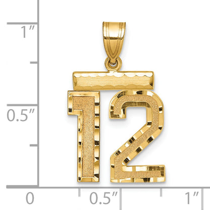 10K Yellow Gold Medium Diamond-Cut Number 12 Charm