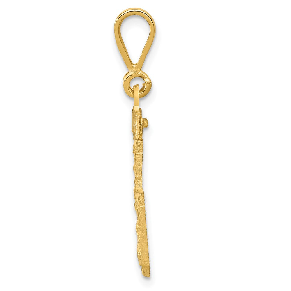 10K Yellow Gold 10Ky Casted Medium Diamond-Cut Number 36 Charm