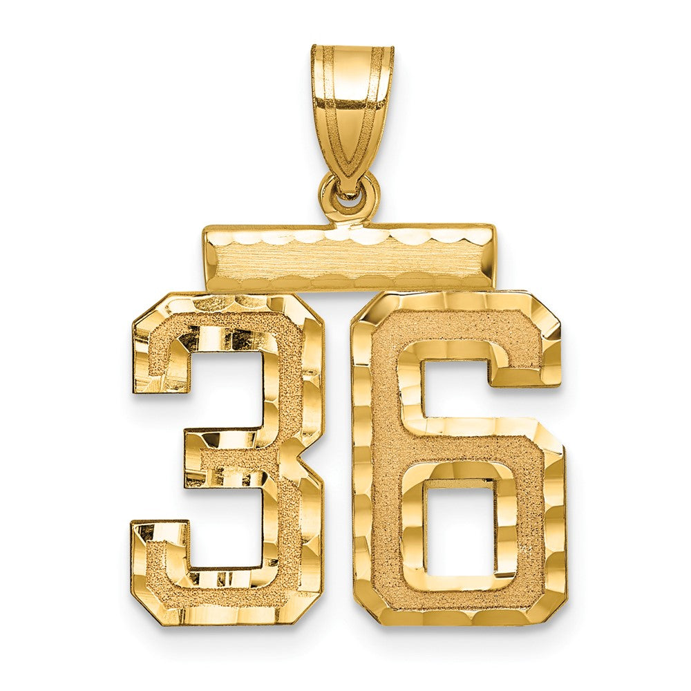 10K Yellow Gold 10Ky Casted Medium Diamond-Cut Number 36 Charm