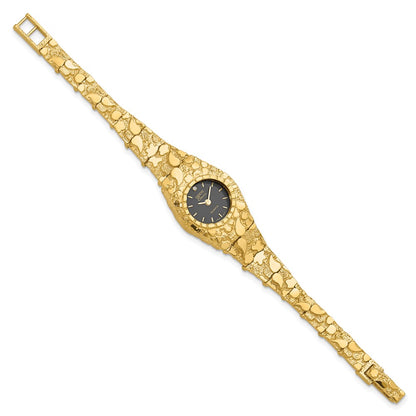 10K Yellow Gold Black 22mm Dial Nugget Watch