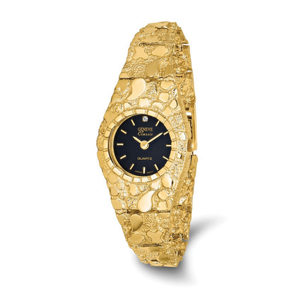 10K Yellow Gold Black 22mm Dial Nugget Watch