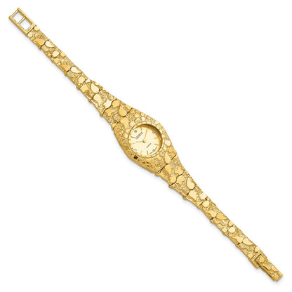10K Yellow Gold Champagne 22mm Dial Nugget Watch