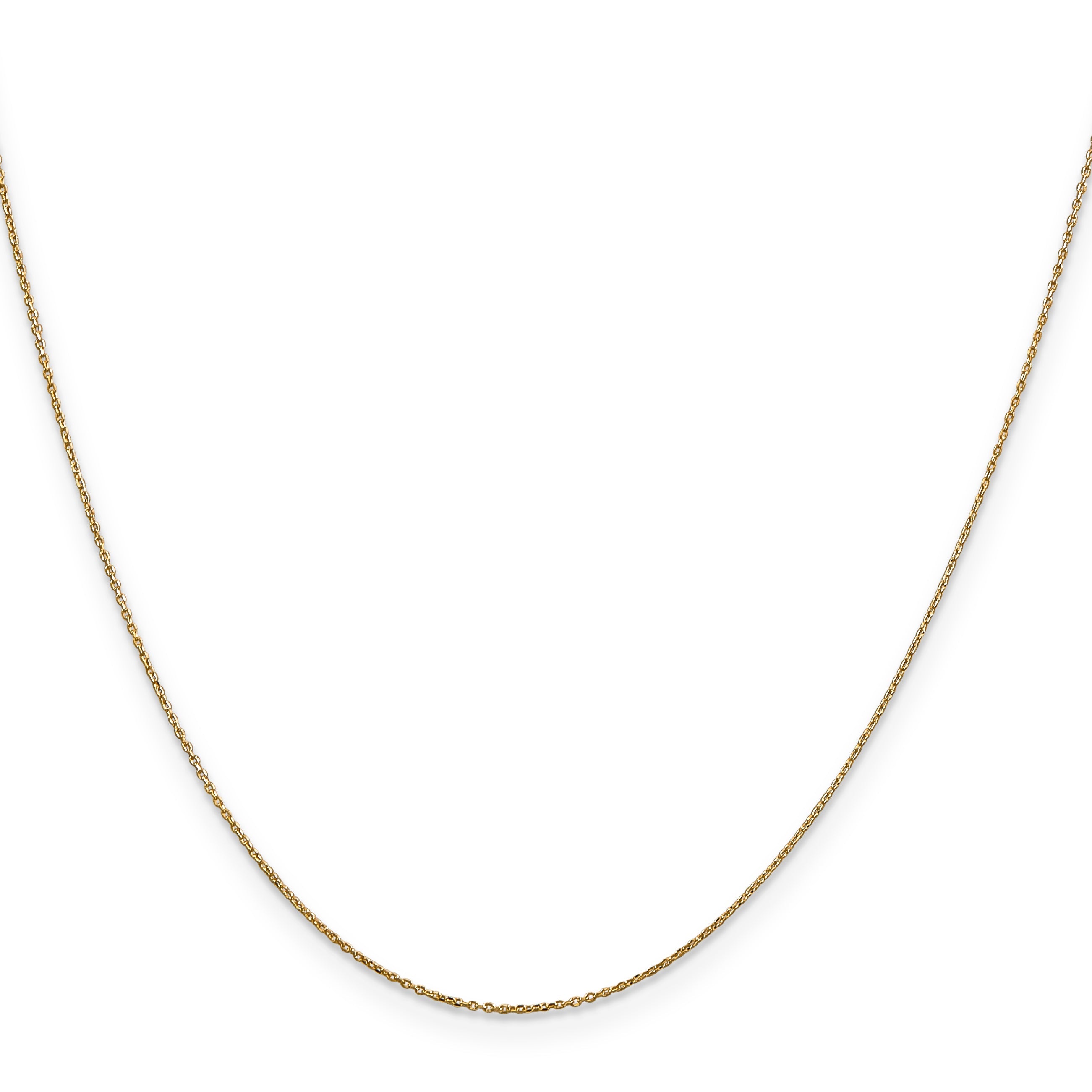 10K Yellow Gold .6mm D/C Round Open Link Cable Chain Necklace