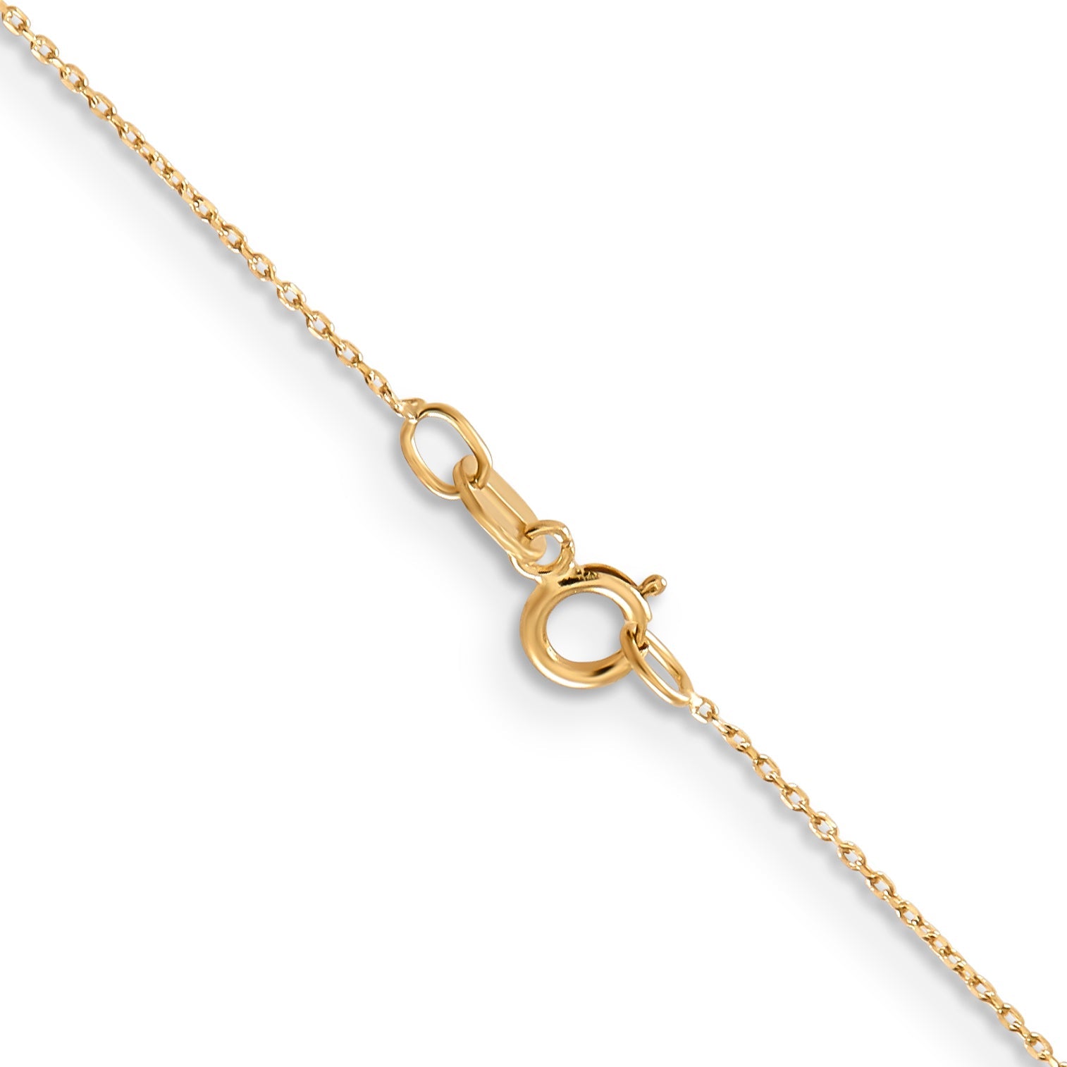 10K Yellow Gold .6mm D/C Round Open Link Cable Chain Necklace