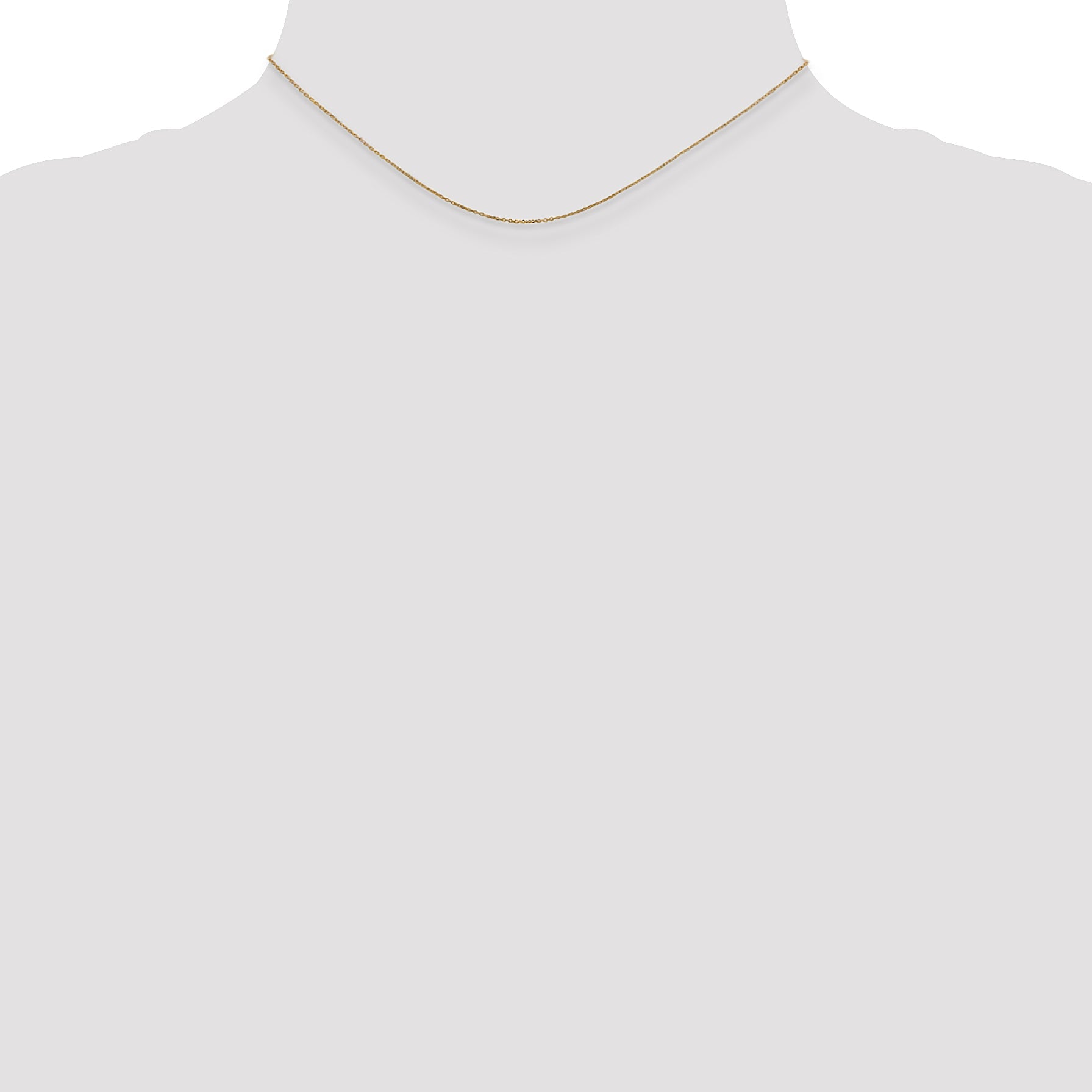 14 Inch 10K .6mm D/C Round Open Link Cable Chain Necklace