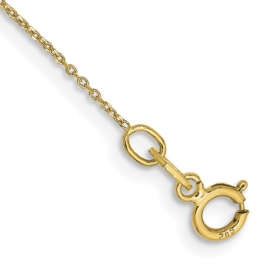 10K Yellow Gold .6mm D/C Round Open Link Cable Chain Anklet